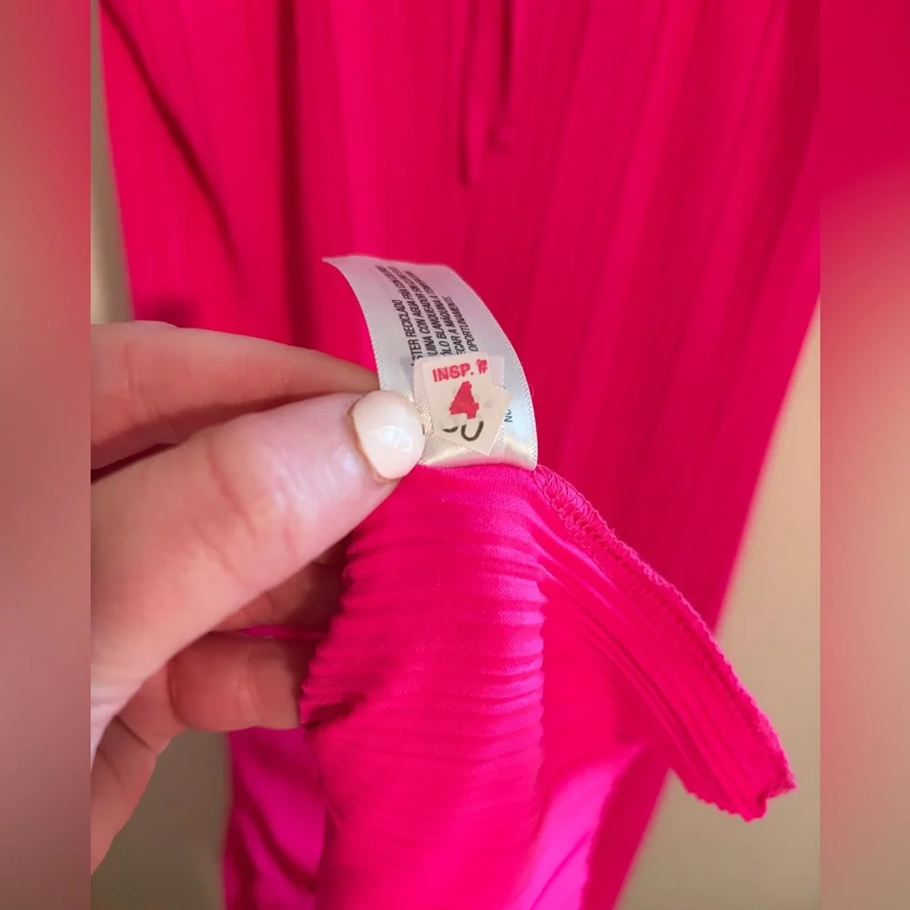 NWT Womens A New Day Hot Pink Pleated Halter Neck Thin Breathable Dress Sz Large - Picture 14 of 15